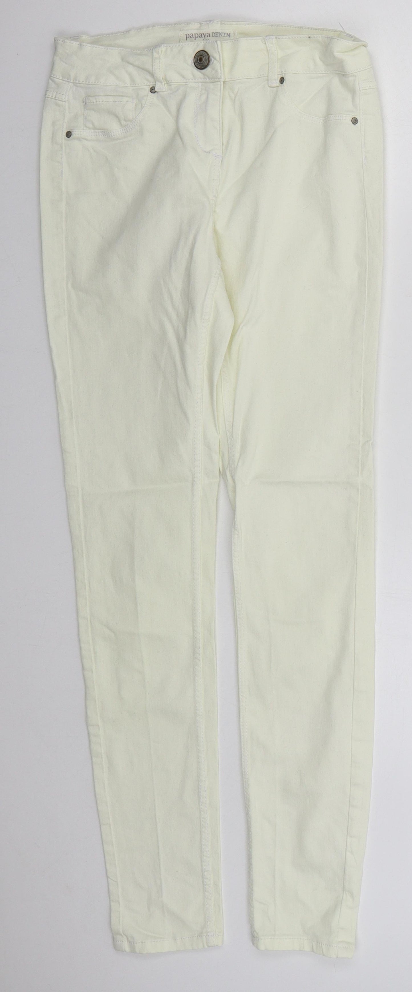 Womens UK Size 10 Papaya Regular Fit Skinny Ivory Jeans