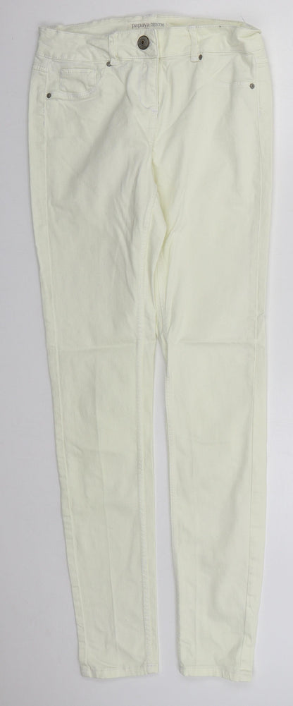 Womens UK Size 10 Papaya Regular Fit Skinny Ivory Jeans