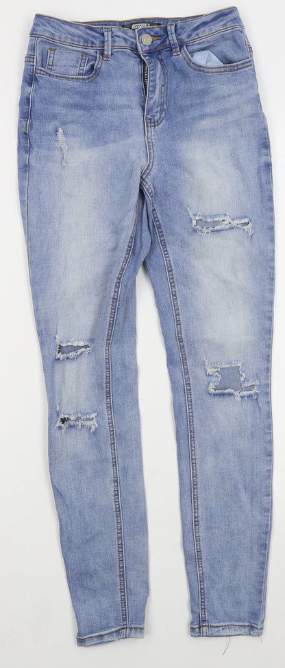 Missguided Womens Blue  Cotton Skinny Jeans Size 6 L26 in Regular Button