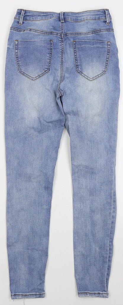 Missguided Womens Blue  Cotton Skinny Jeans Size 6 L26 in Regular Button