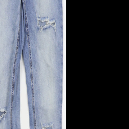 Missguided Womens Blue  Cotton Skinny Jeans Size 6 L26 in Regular Button