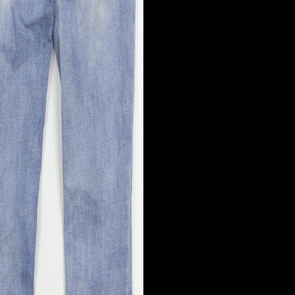Missguided Womens Blue  Cotton Skinny Jeans Size 6 L26 in Regular Button