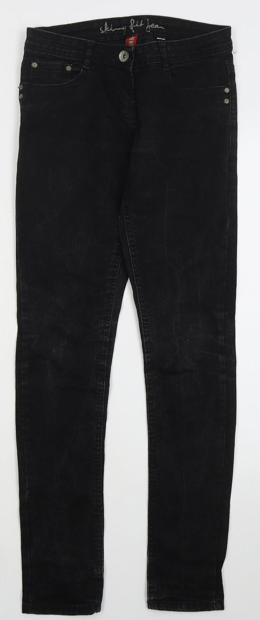 Denim Co Womens Black  Cotton Skinny Jeans Size 8 L30 in Regular Button