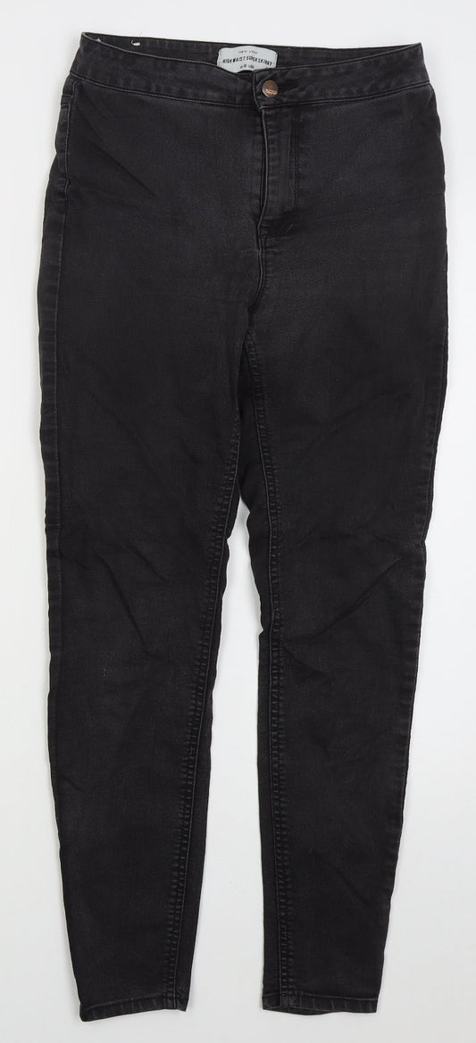 New Look Womens Black  Cotton Skinny Jeans Size 10 L27 in Regular Button