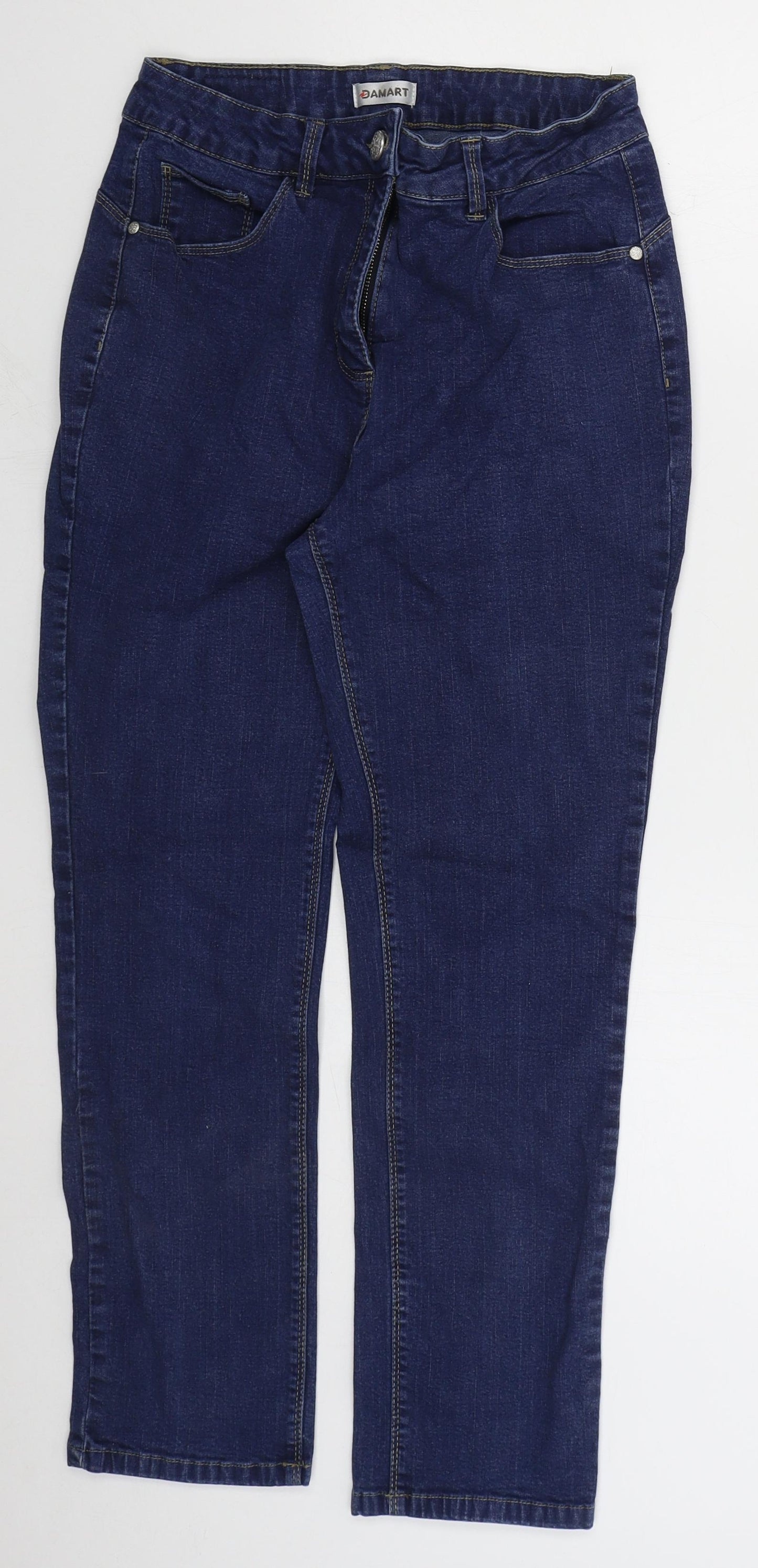Damart Womens Blue  Cotton Skinny Jeans Size 12 L26 in Regular Button