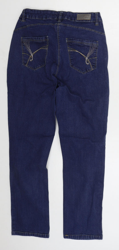 Damart Womens Blue  Cotton Skinny Jeans Size 12 L26 in Regular Button