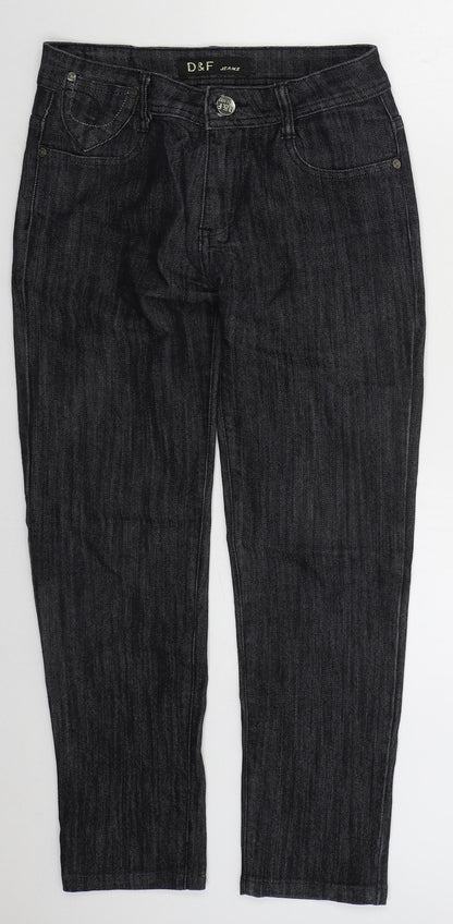 D&F Womens Black  Cotton Skinny Jeans Size 10 L26 in Regular Button