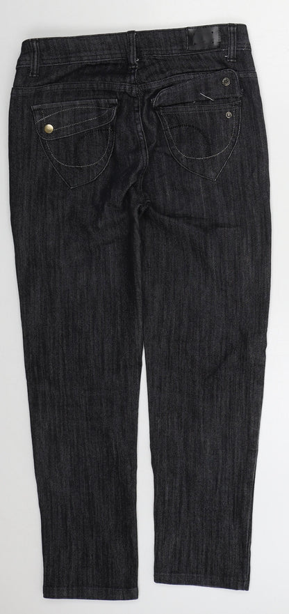 D&F Womens Black  Cotton Skinny Jeans Size 10 L26 in Regular Button