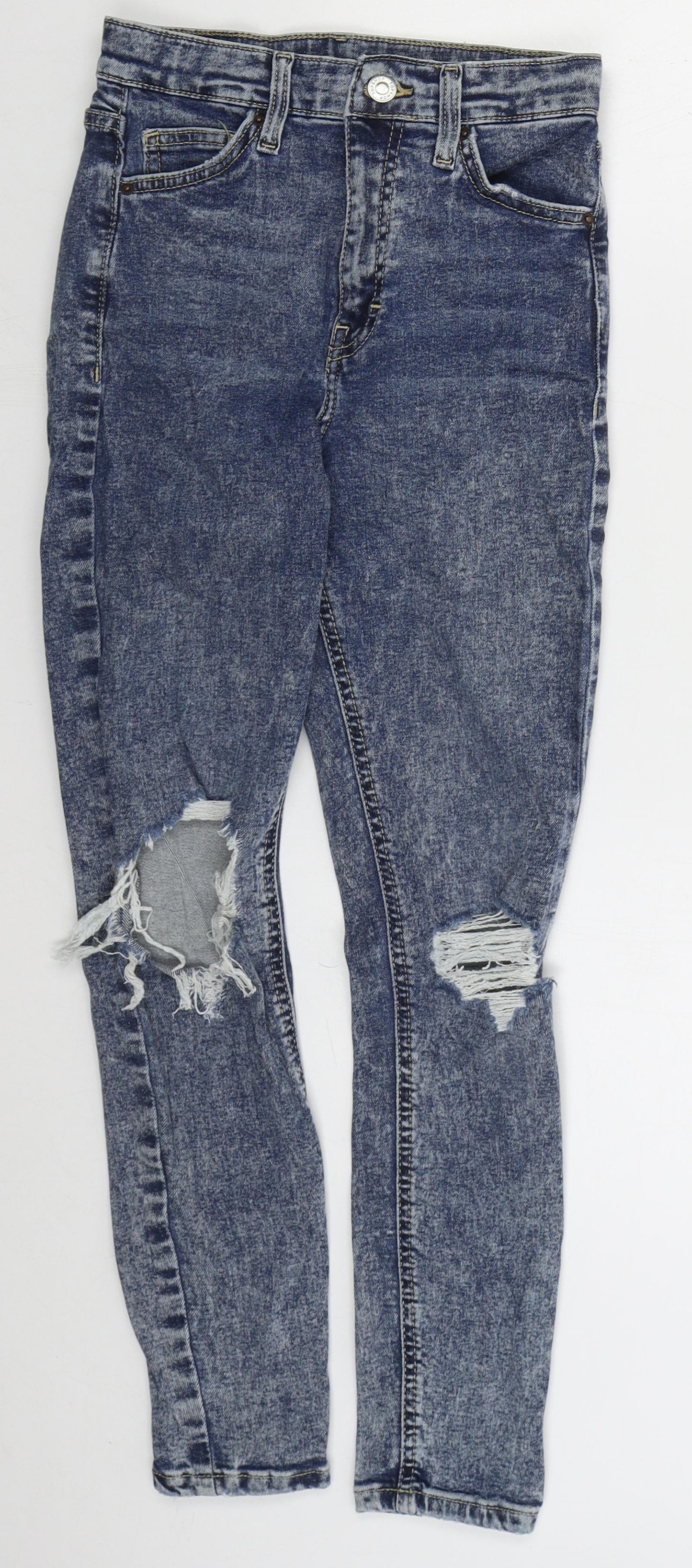 Topshop Womens Blue  Cotton Skinny Jeans Size 26 in L26 in Regular Button