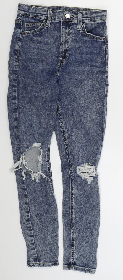 Topshop Womens Blue  Cotton Skinny Jeans Size 26 in L26 in Regular Button