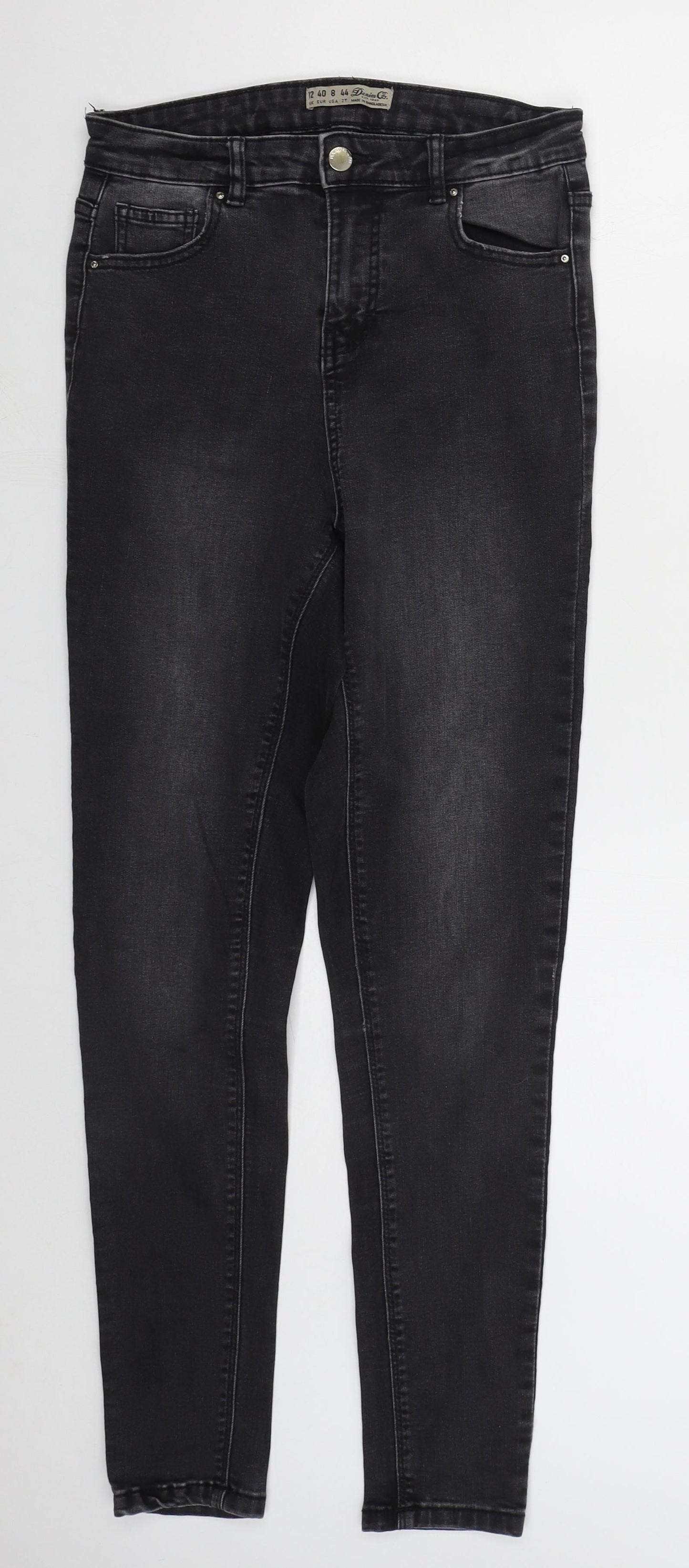 Denim Co Womens Grey  Cotton Skinny Jeans Size 12 L28 in Regular Button