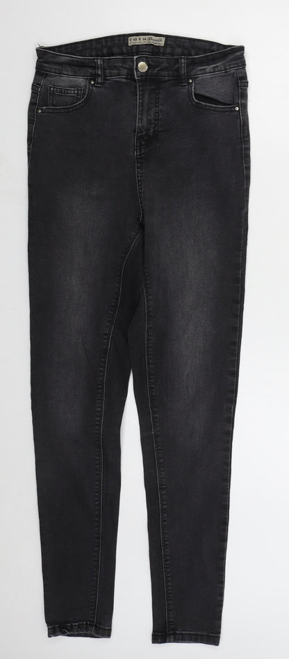 Denim Co Womens Grey  Cotton Skinny Jeans Size 12 L28 in Regular Button