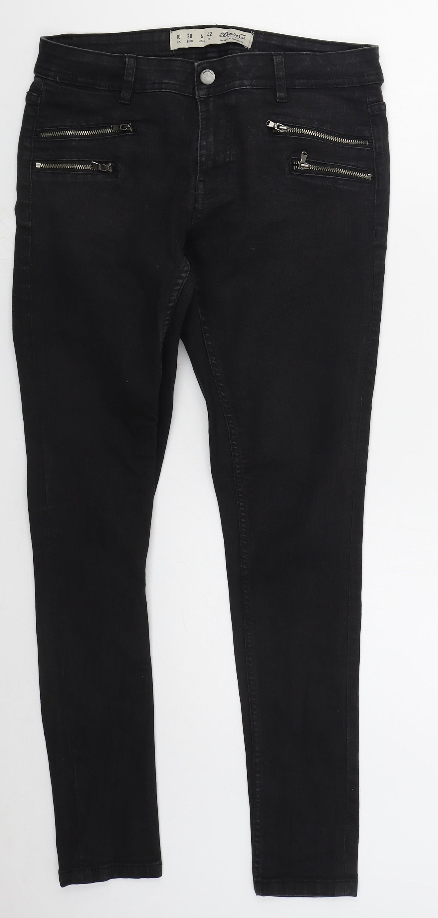 Denim Co Womens Black  Cotton Skinny Jeans Size 10 L29 in Regular Button