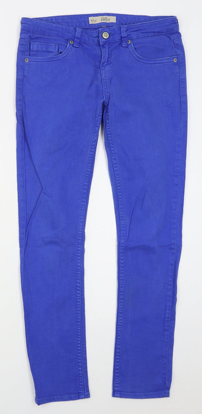 Topshop Womens Blue  Cotton Straight Jeans Size 30 in L30 in Regular Button