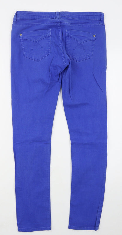Topshop Womens Blue  Cotton Straight Jeans Size 30 in L30 in Regular Button