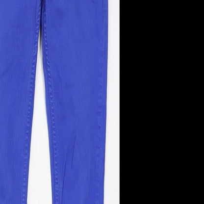Topshop Womens Blue  Cotton Straight Jeans Size 30 in L30 in Regular Button