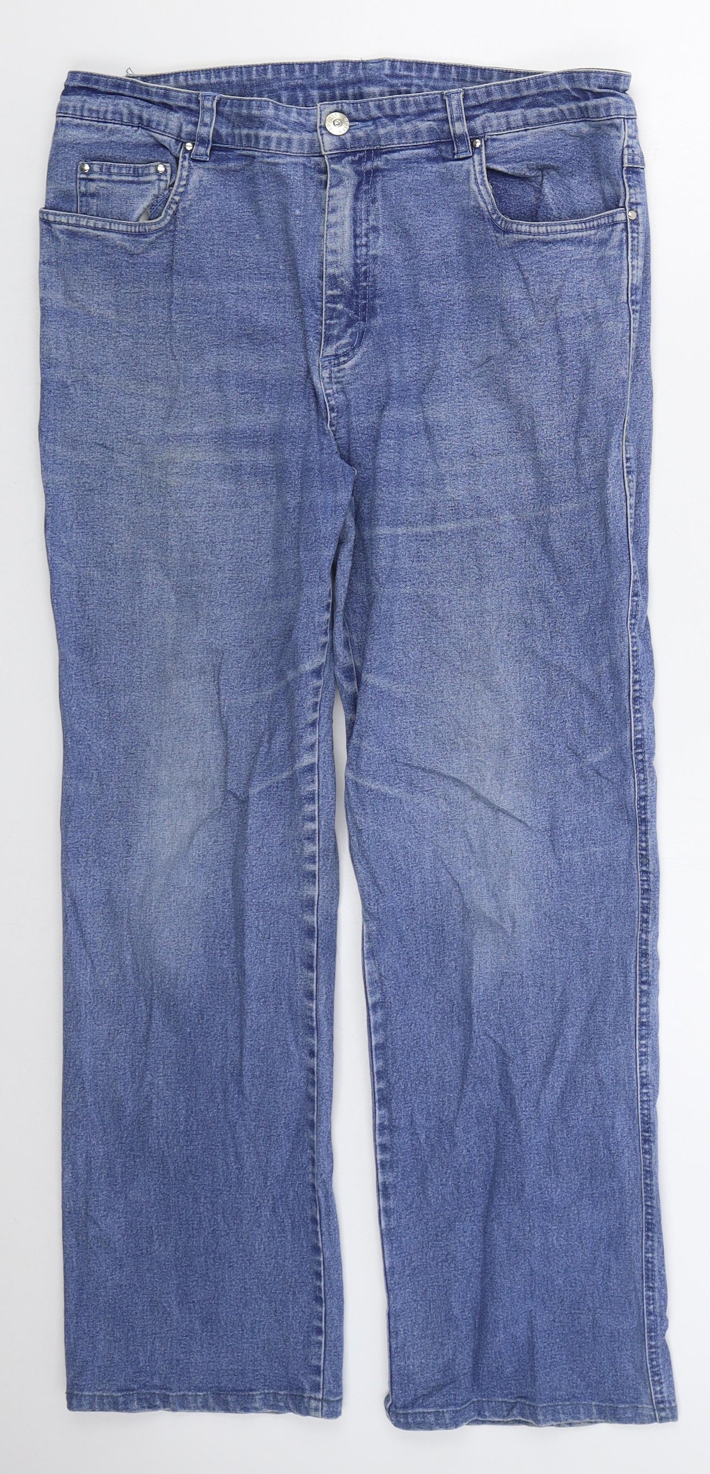 Greensource Womens Blue  Cotton Straight Jeans Size 32 in L28 in Regular Button