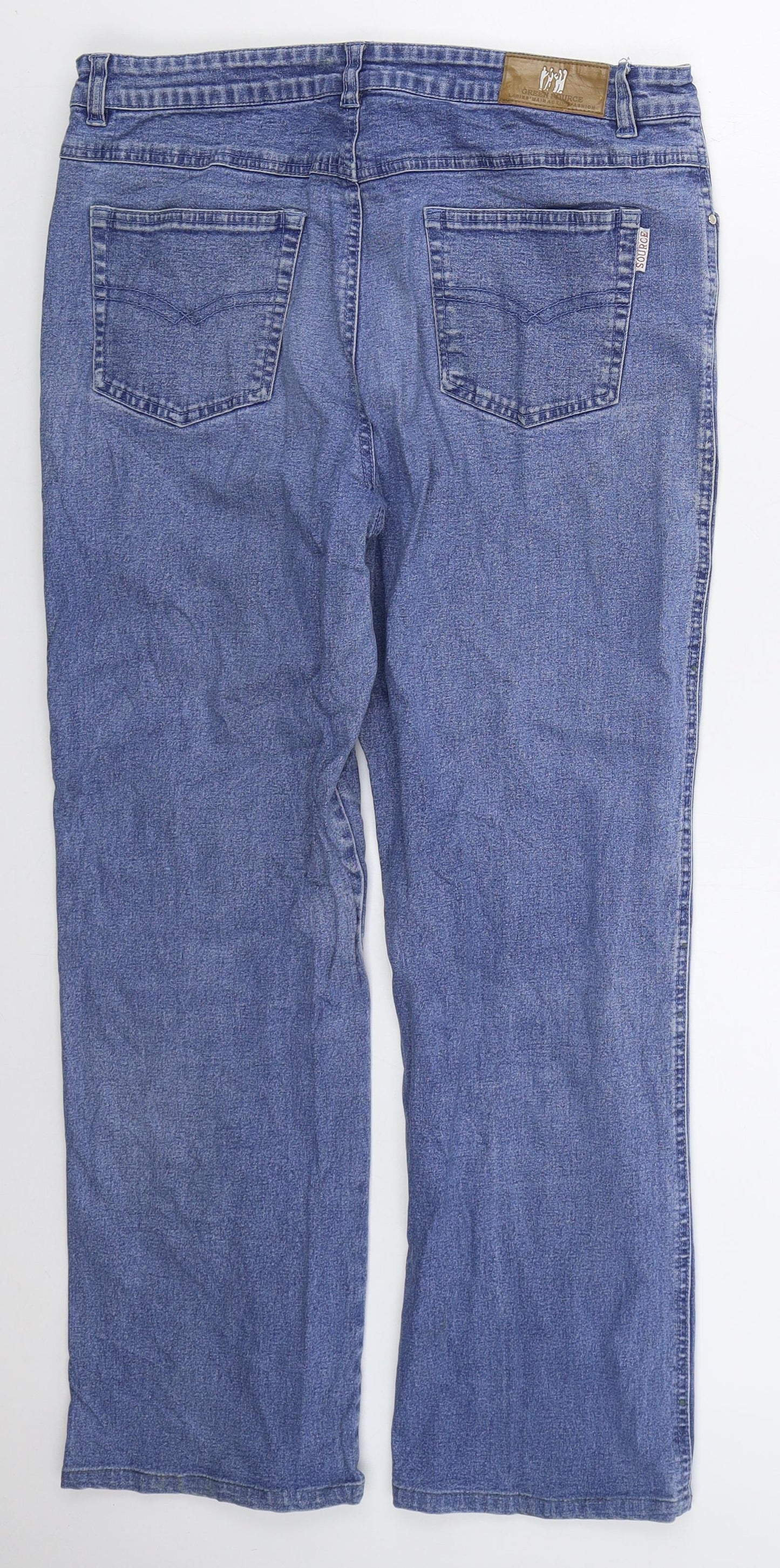 Greensource Womens Blue  Cotton Straight Jeans Size 32 in L28 in Regular Button