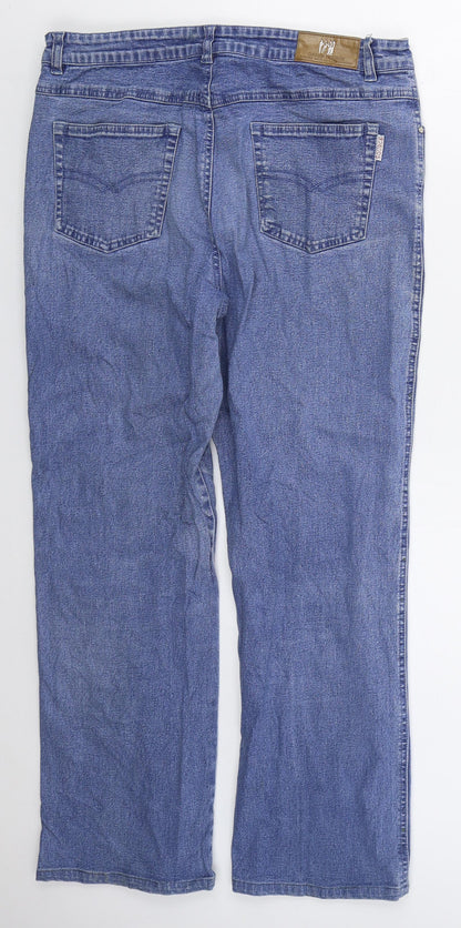 Greensource Womens Blue  Cotton Straight Jeans Size 32 in L28 in Regular Button