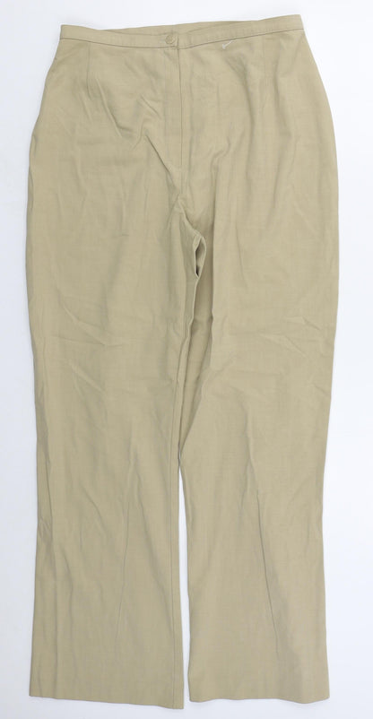 NEXT Womens Beige  Polyester Trousers  Size 14 L30 in Regular Button
