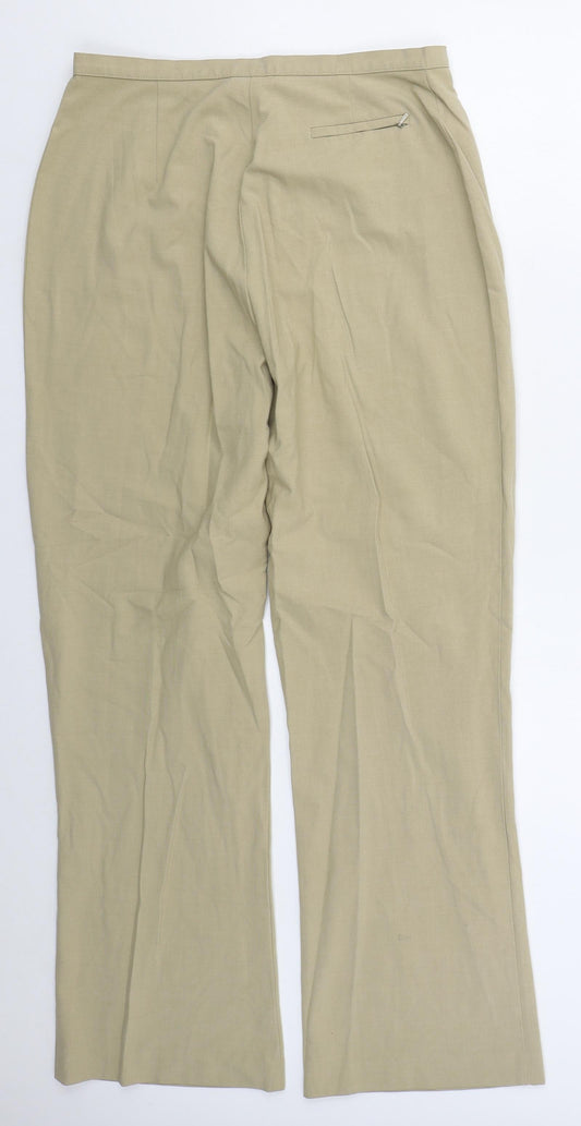 NEXT Womens Beige  Polyester Trousers  Size 14 L30 in Regular Button