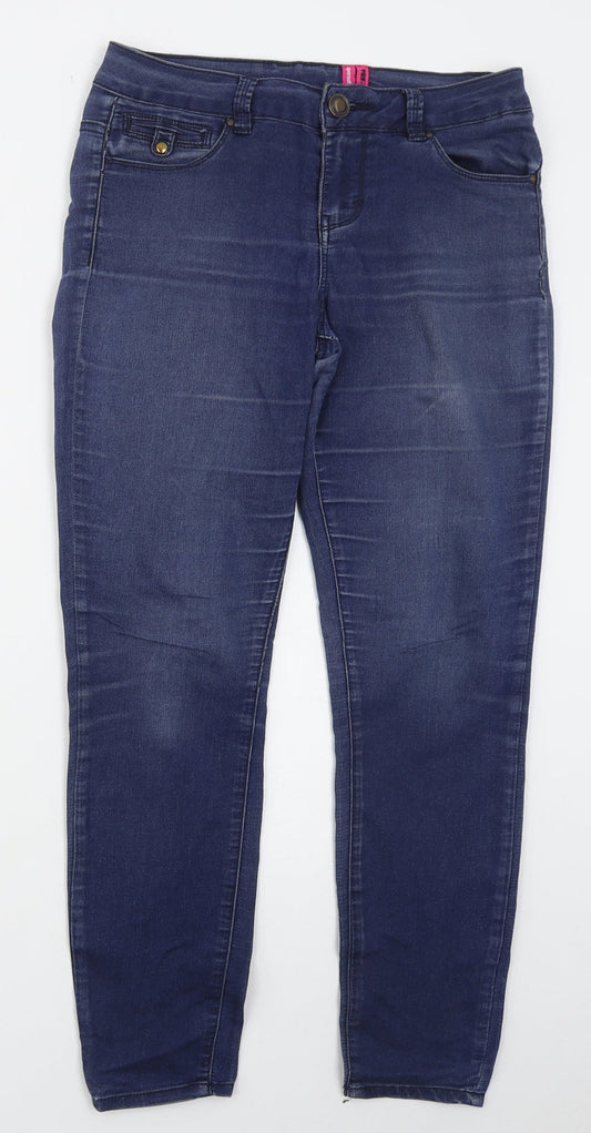 New Look Womens Blue  Cotton Skinny Jeans Size 8 L26 in Regular Button