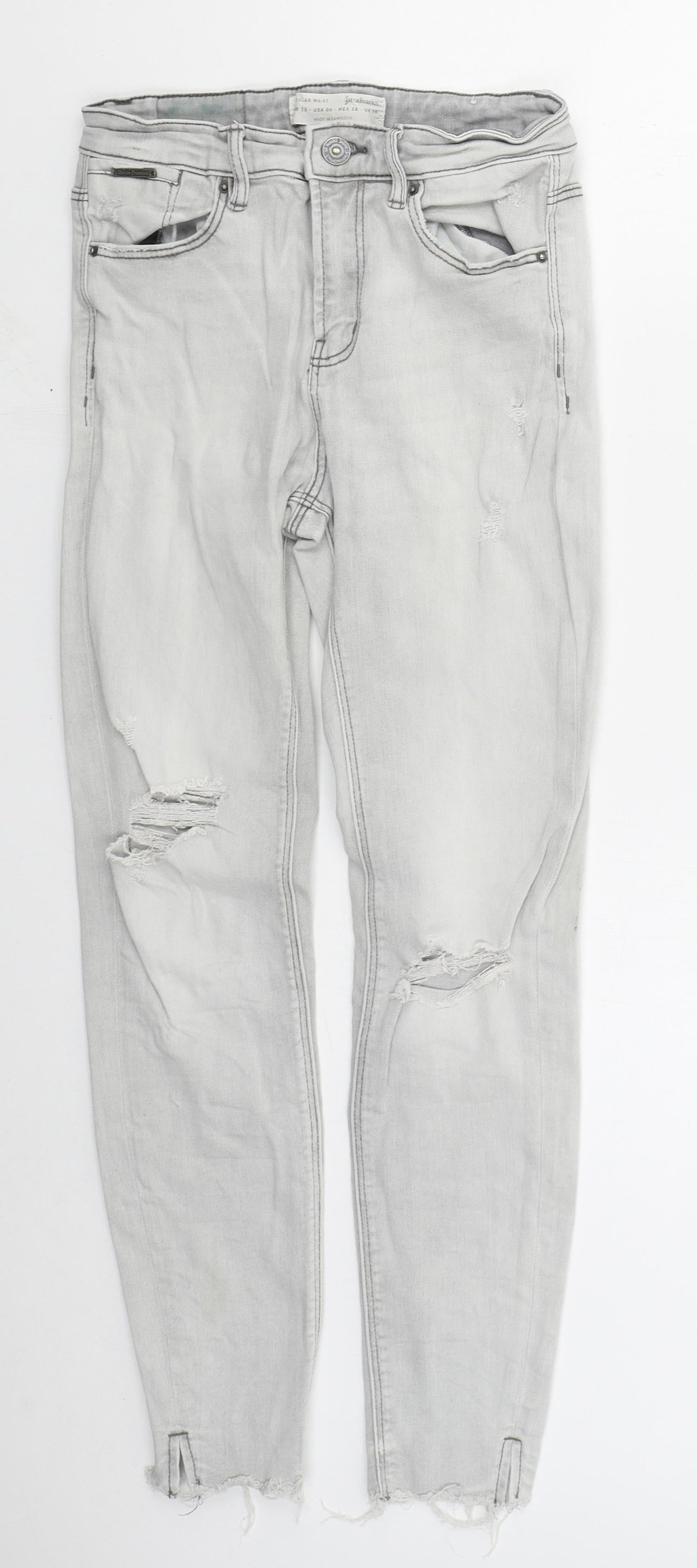 Womens UK Size 10 Stradivarius Regular Fit Skinny Grey Jeans