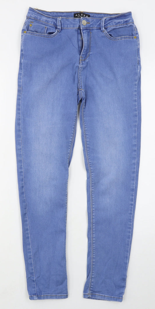 Peacocks Womens Blue  Cotton Skinny Jeans Size 10 L29 in Regular Button