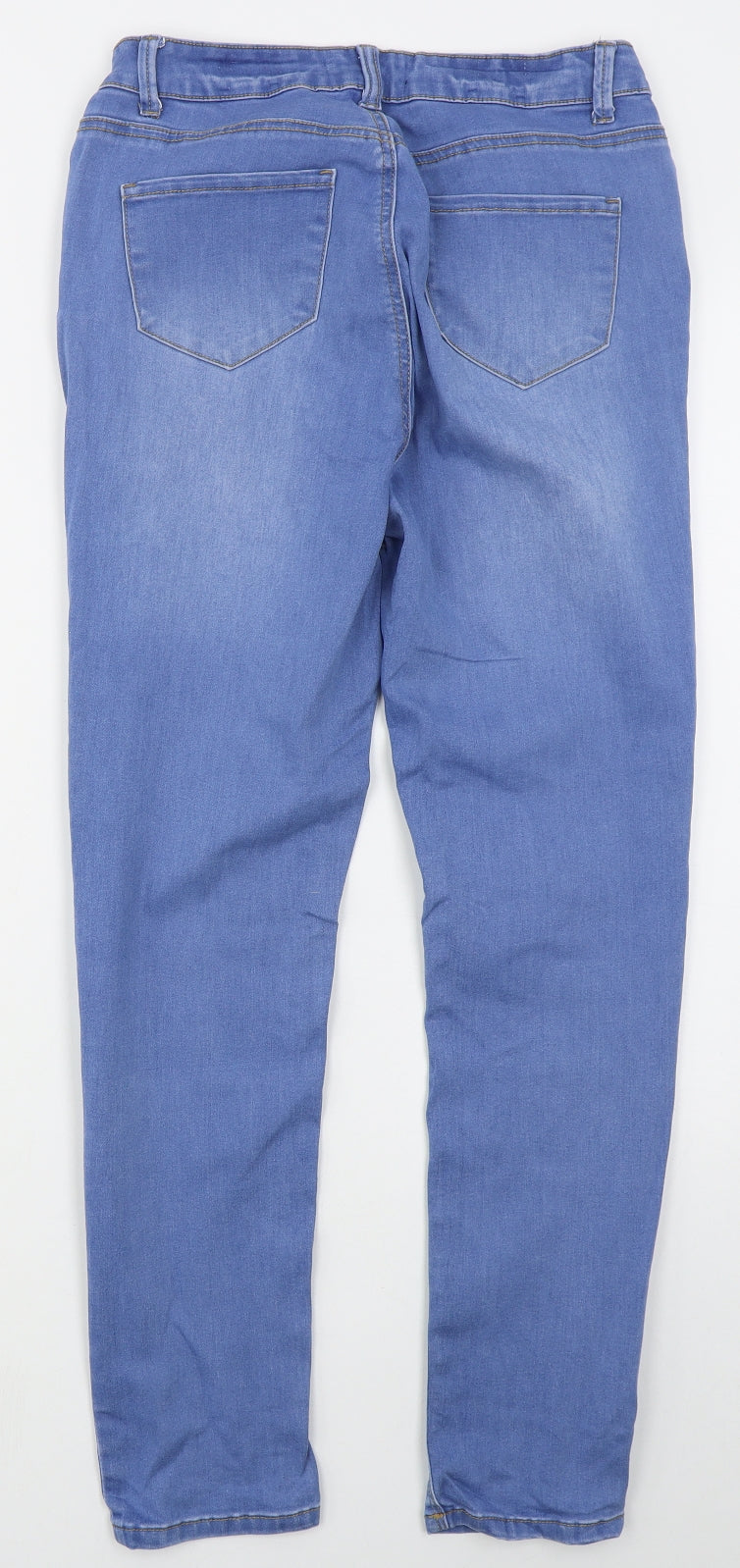 Peacocks Womens Blue  Cotton Skinny Jeans Size 10 L29 in Regular Button
