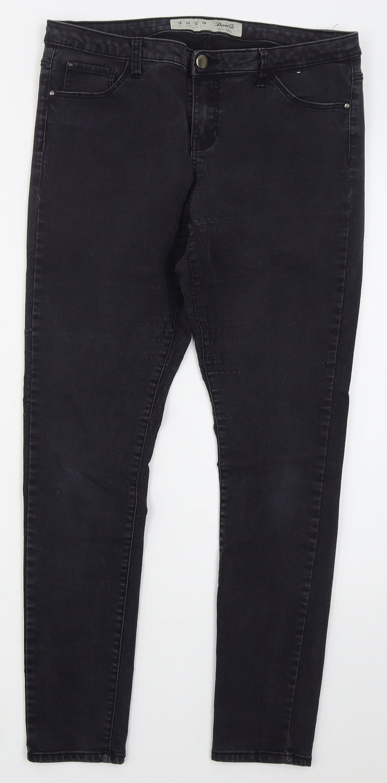 Denim Co Womens Black  Cotton Skinny Jeans Size 16 L28 in Regular Button