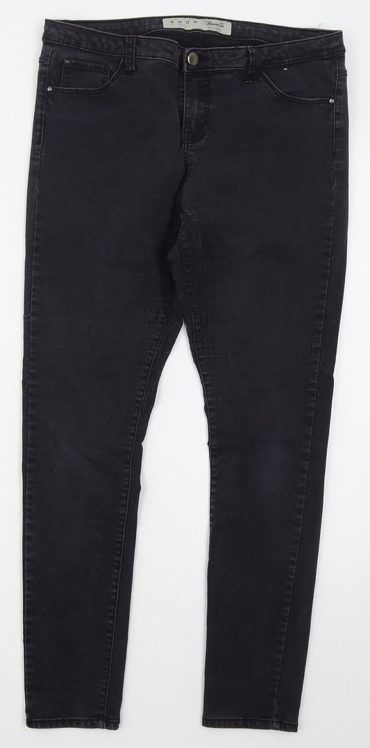 Denim Co Womens Black  Cotton Skinny Jeans Size 16 L28 in Regular Button