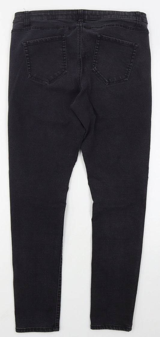 Denim Co Womens Black  Cotton Skinny Jeans Size 16 L28 in Regular Button