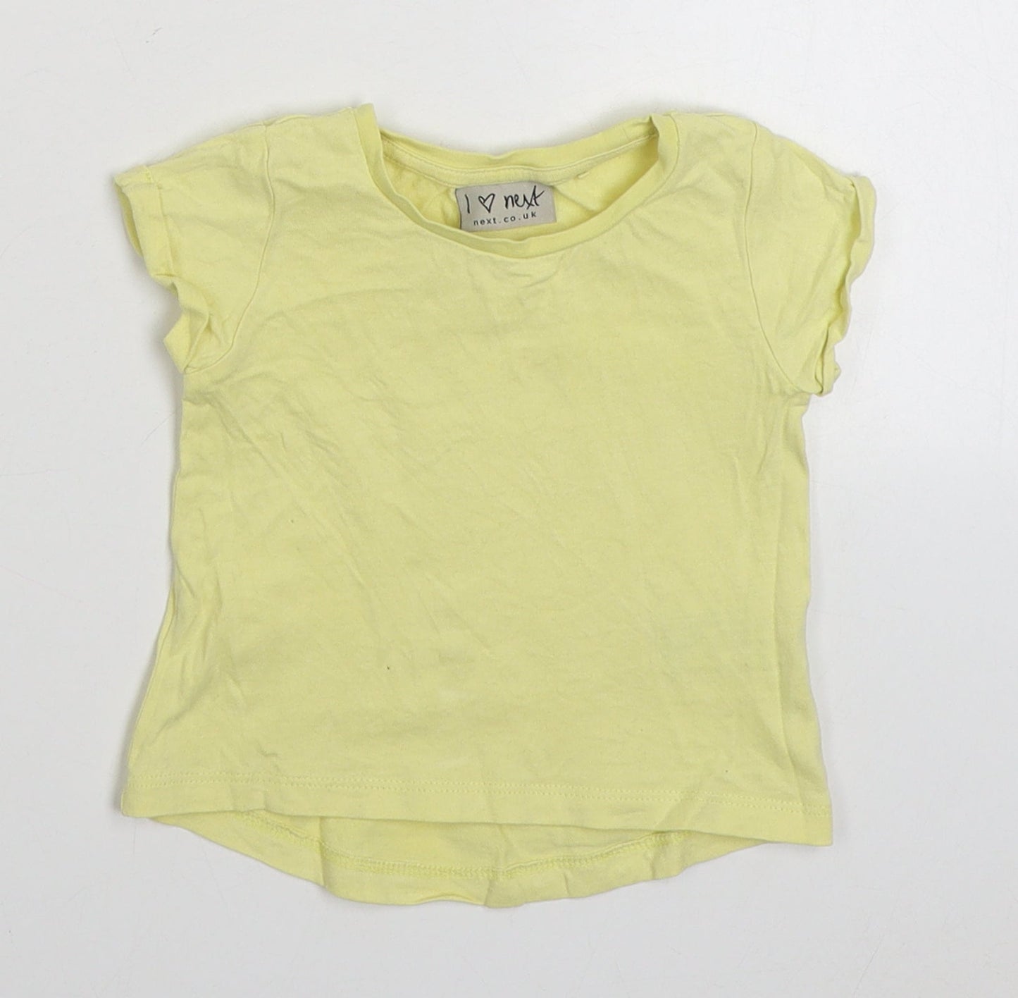 NEXT Girls Yellow  100% Cotton Basic T-Shirt Size 3-6 Months Round Neck Pullover