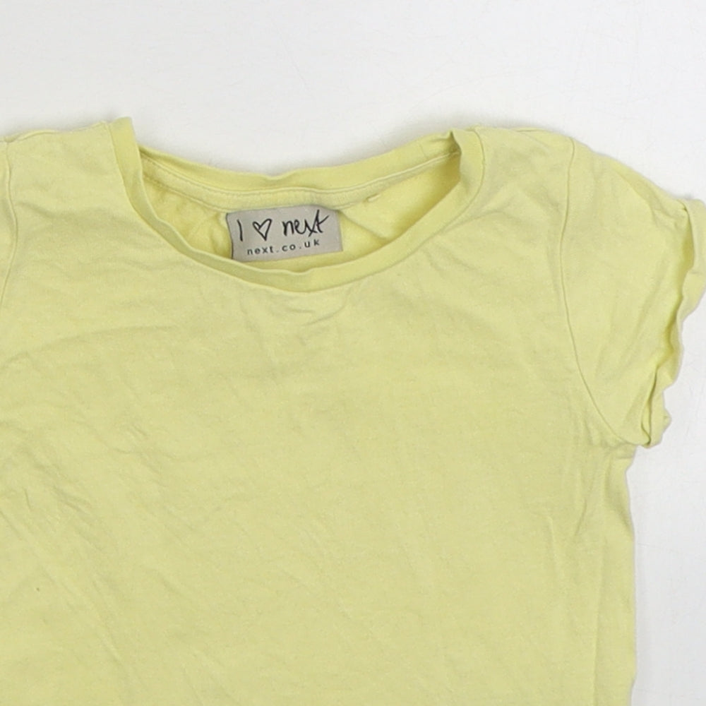 NEXT Girls Yellow  100% Cotton Basic T-Shirt Size 3-6 Months Round Neck Pullover