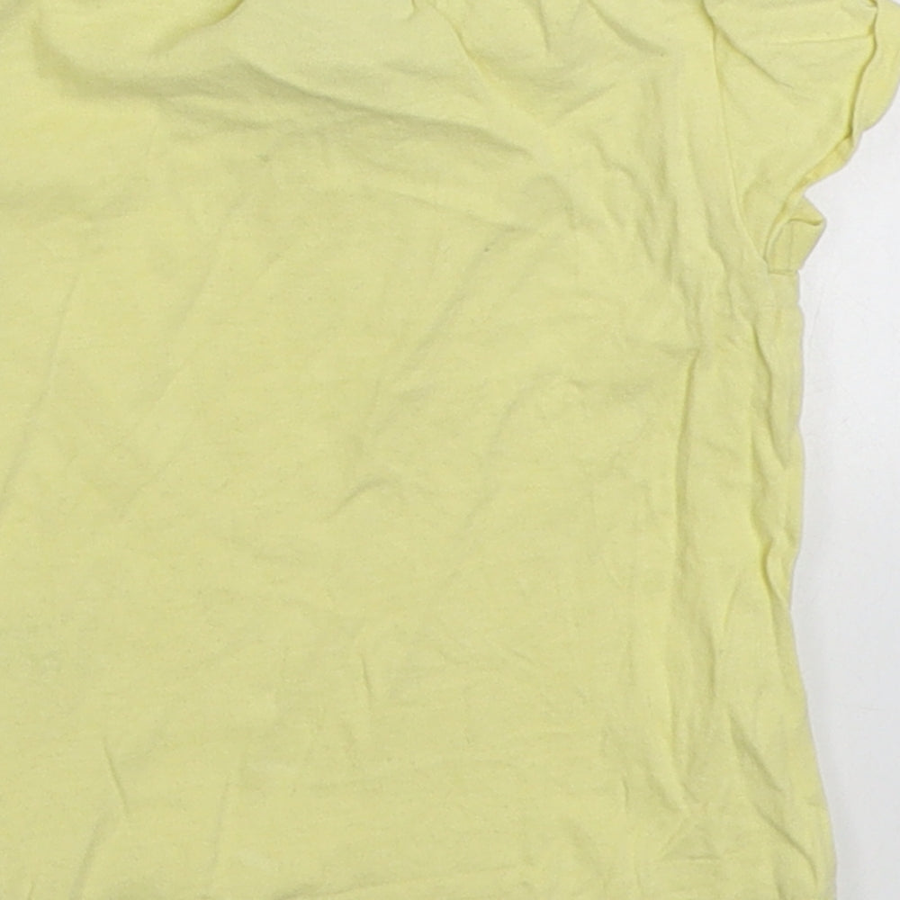 NEXT Girls Yellow  100% Cotton Basic T-Shirt Size 3-6 Months Round Neck Pullover