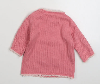 George Girls Pink  Cotton Pullover Jumper Size 3-6 Months  Button