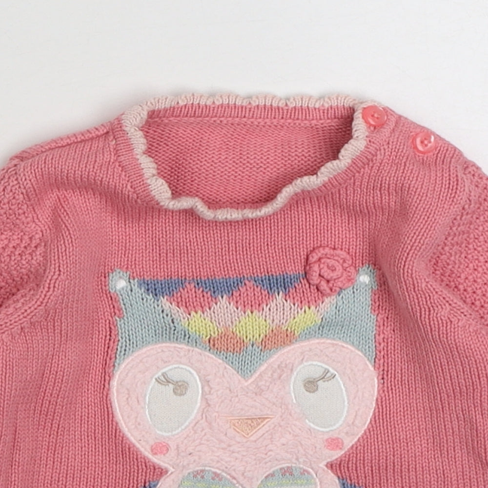 George Girls Pink  Cotton Pullover Jumper Size 3-6 Months  Button