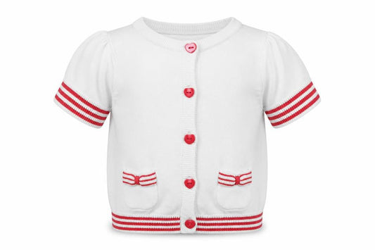 Mothercare Girls White  100% Cotton Cardigan Jumper Size 9-12 Months  Button