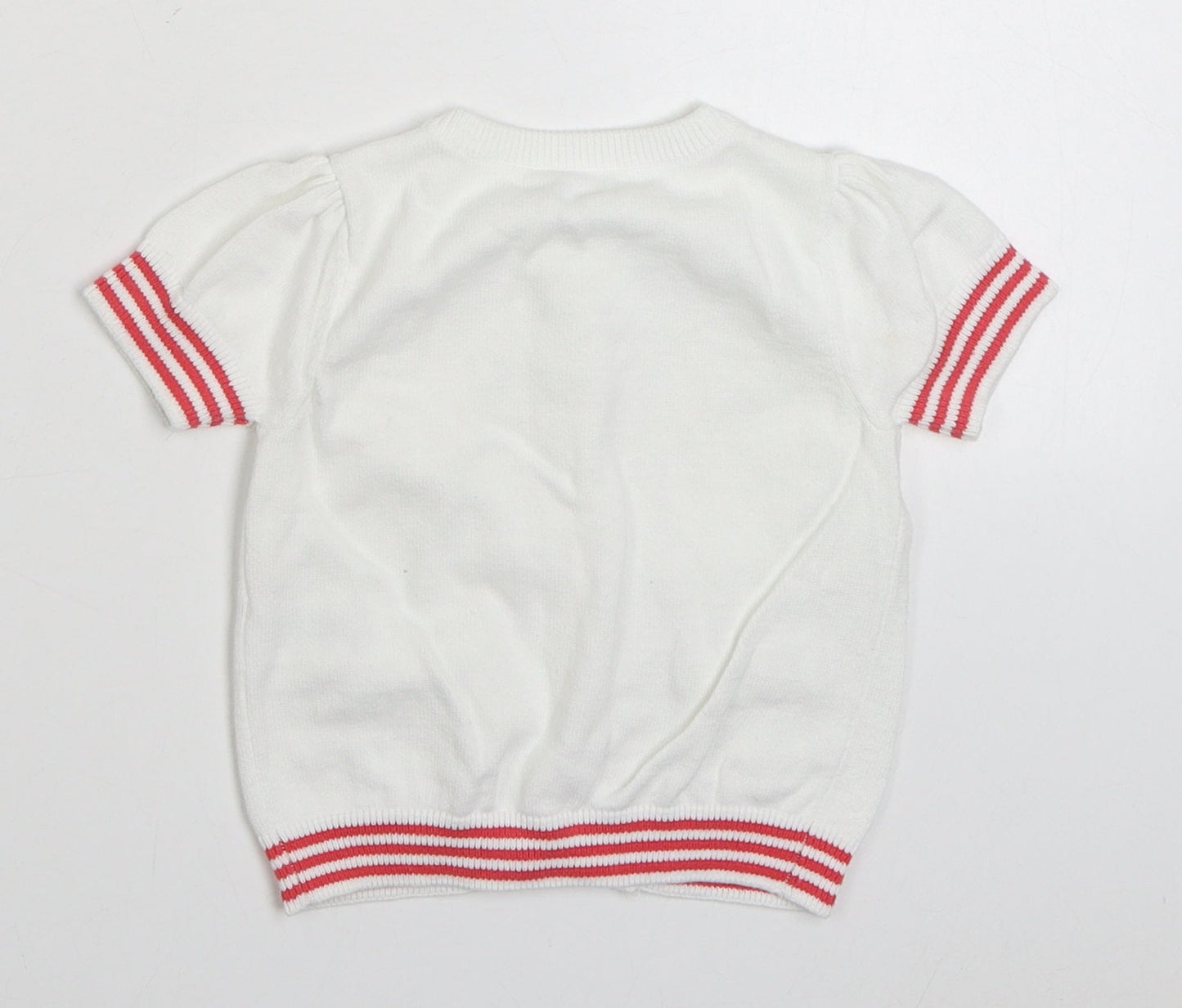 Mothercare Girls White  100% Cotton Cardigan Jumper Size 9-12 Months  Button