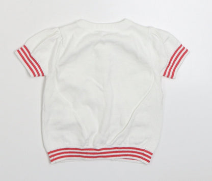 Mothercare Girls White  100% Cotton Cardigan Jumper Size 9-12 Months  Button