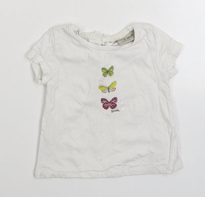 NEXT  White  100% Cotton Basic T-Shirt Size 6-9 Months Round Neck Pullover