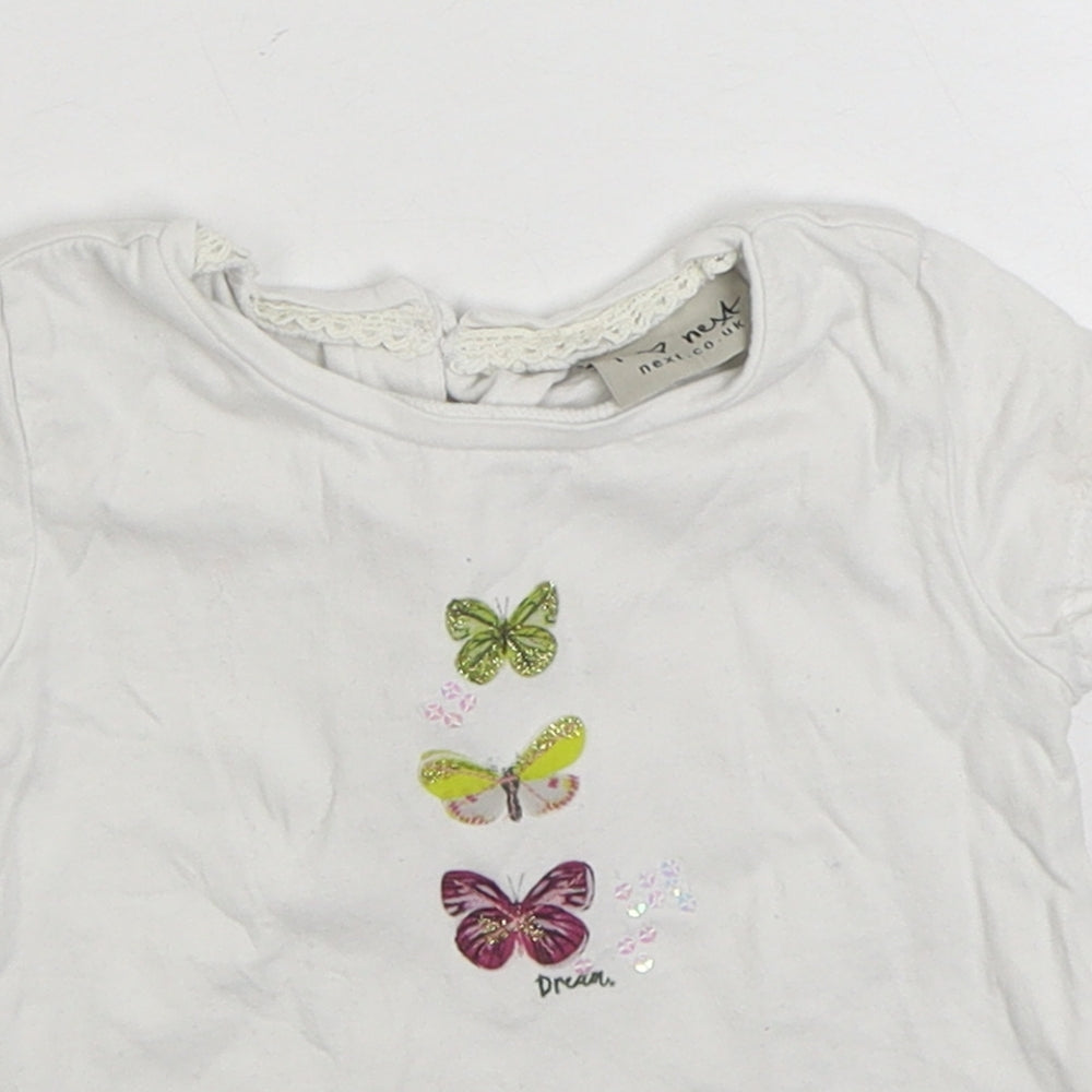 NEXT  White  100% Cotton Basic T-Shirt Size 6-9 Months Round Neck Pullover
