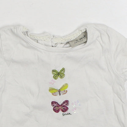 NEXT  White  100% Cotton Basic T-Shirt Size 6-9 Months Round Neck Pullover