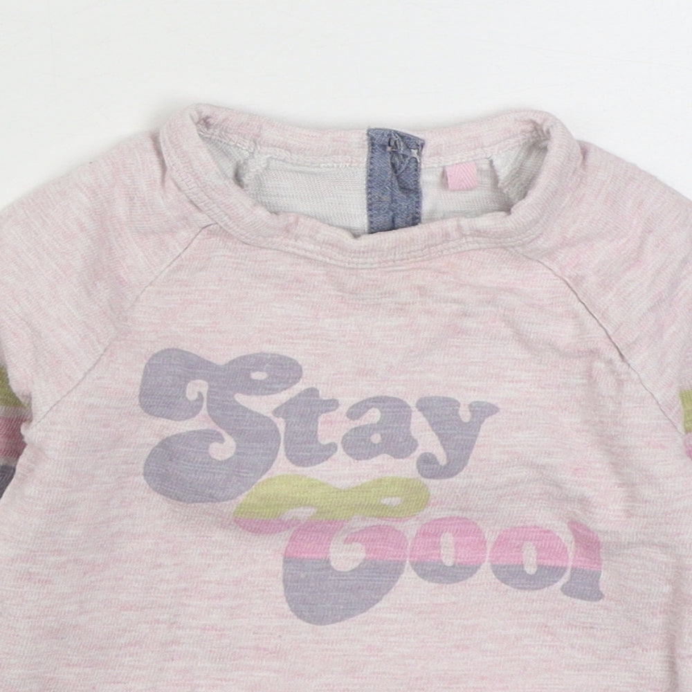 NEXT Girls Pink Striped 100% Cotton Pullover Jumper Size 9-12 Months  Button