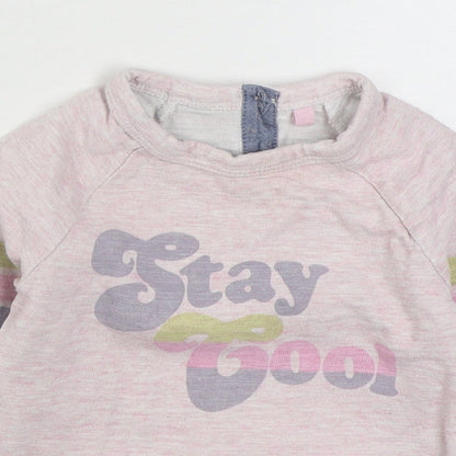 NEXT Girls Pink Striped 100% Cotton Pullover Jumper Size 9-12 Months  Button