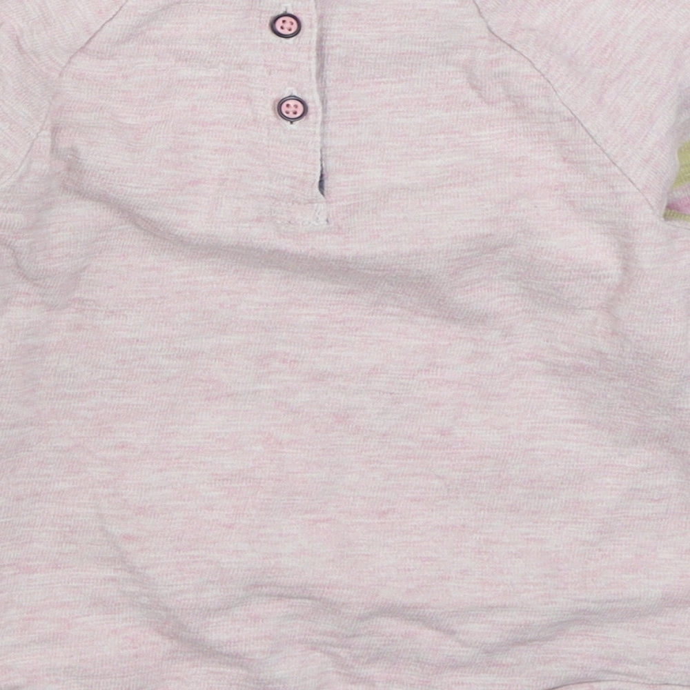 NEXT Girls Pink Striped 100% Cotton Pullover Jumper Size 9-12 Months  Button