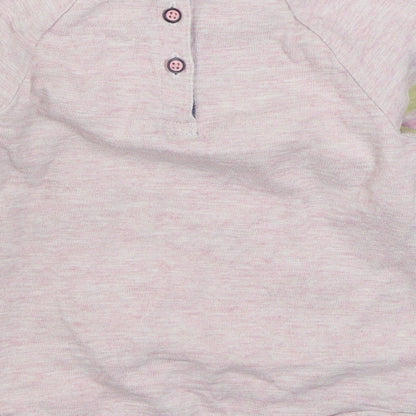 NEXT Girls Pink Striped 100% Cotton Pullover Jumper Size 9-12 Months  Button