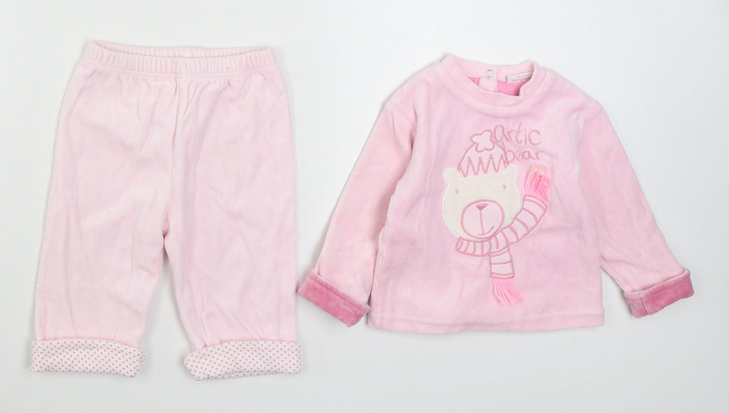 Miobic & Marks and Spencer Girls Pink  Polyester  Pyjama Set Size 6-9 Months  Button