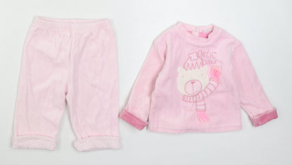 Miobic & Marks and Spencer Girls Pink  Polyester  Pyjama Set Size 6-9 Months  Button