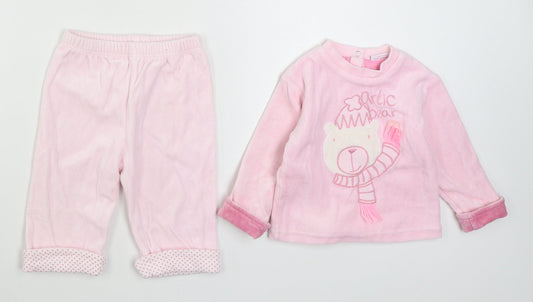 Miobic & Marks and Spencer Girls Pink  Polyester  Pyjama Set Size 6-9 Months  Button